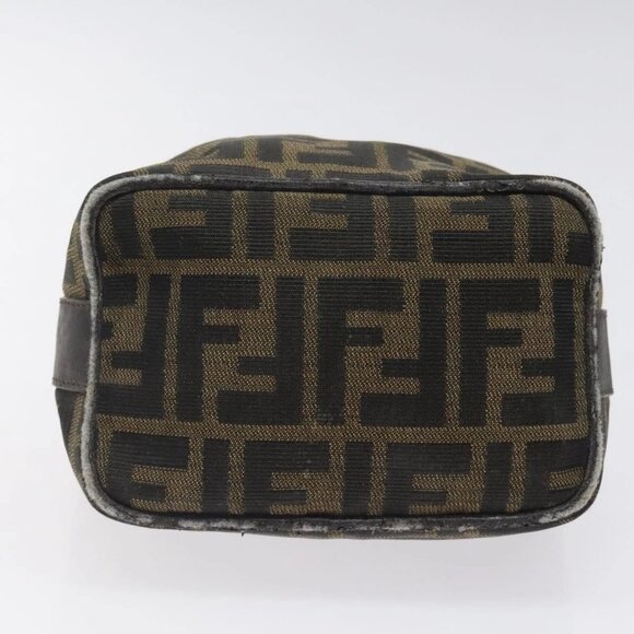 FENDI Zucca Canvas Hand Pouch BagBlack Brown Silver Auth ar13639 - Picture 7 of 16